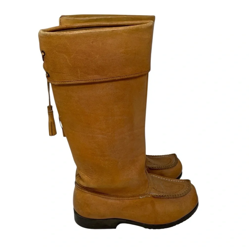 KERO Tan Reindeer Leather Knee-High Boots Sweden Scandinavian Size 39